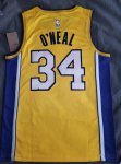 NBA 34 O'neal Lakers Maillot jaune imprimé